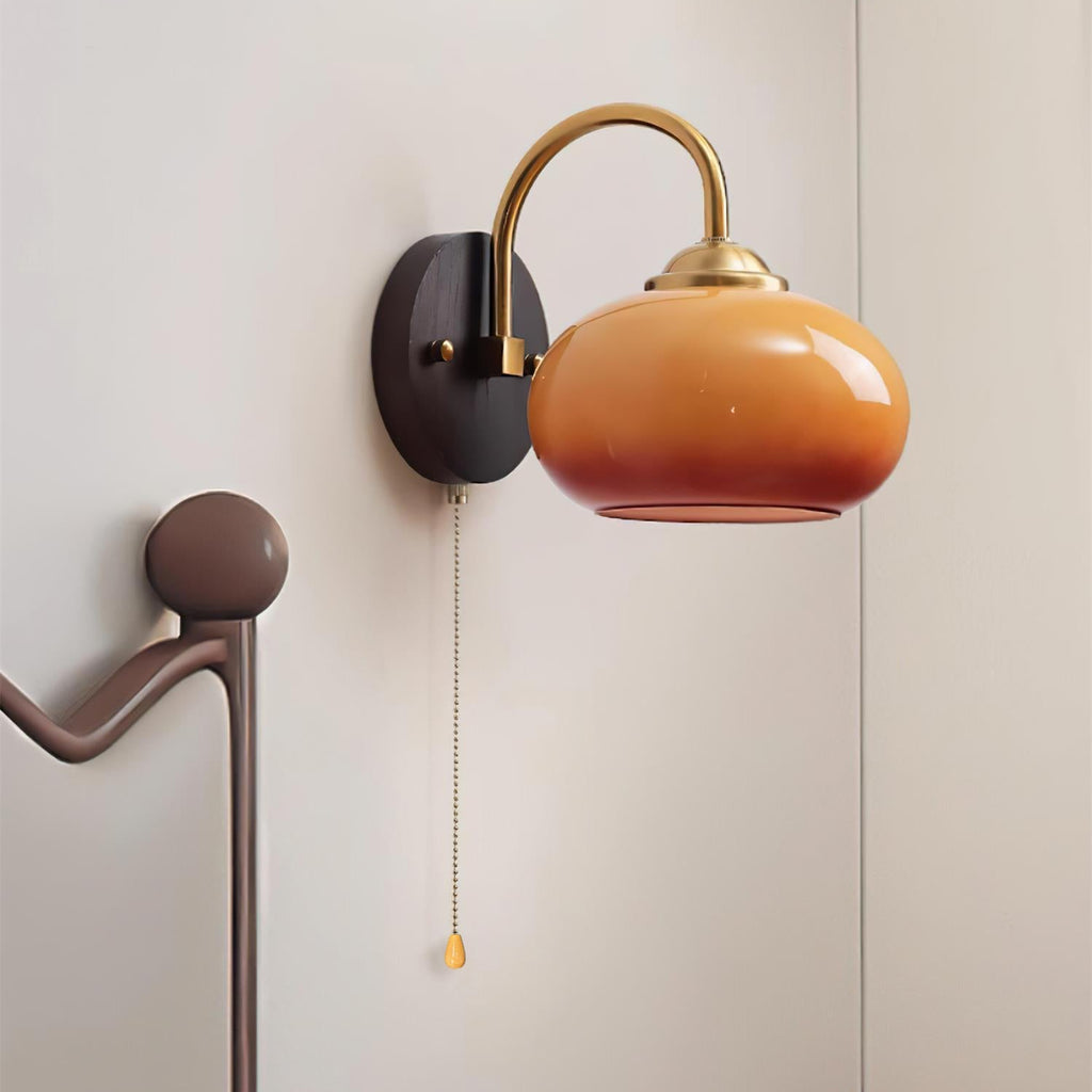 Travertine Half-Moon Wall Lamp Natural Stone & Glass Sconce