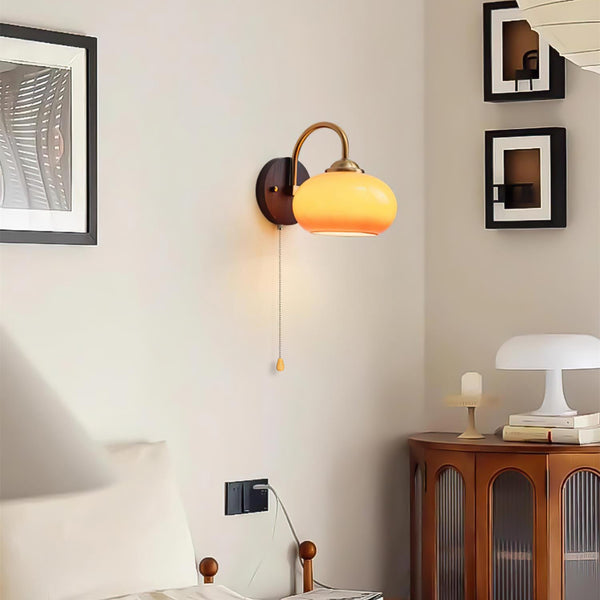Travertine Half-Moon Wall Lamp Natural Stone & Glass Sconce