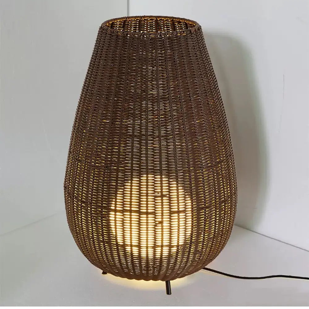 Outdoor Waterproof Rattan Lawn Floor Lamp Villa Courtyard Light