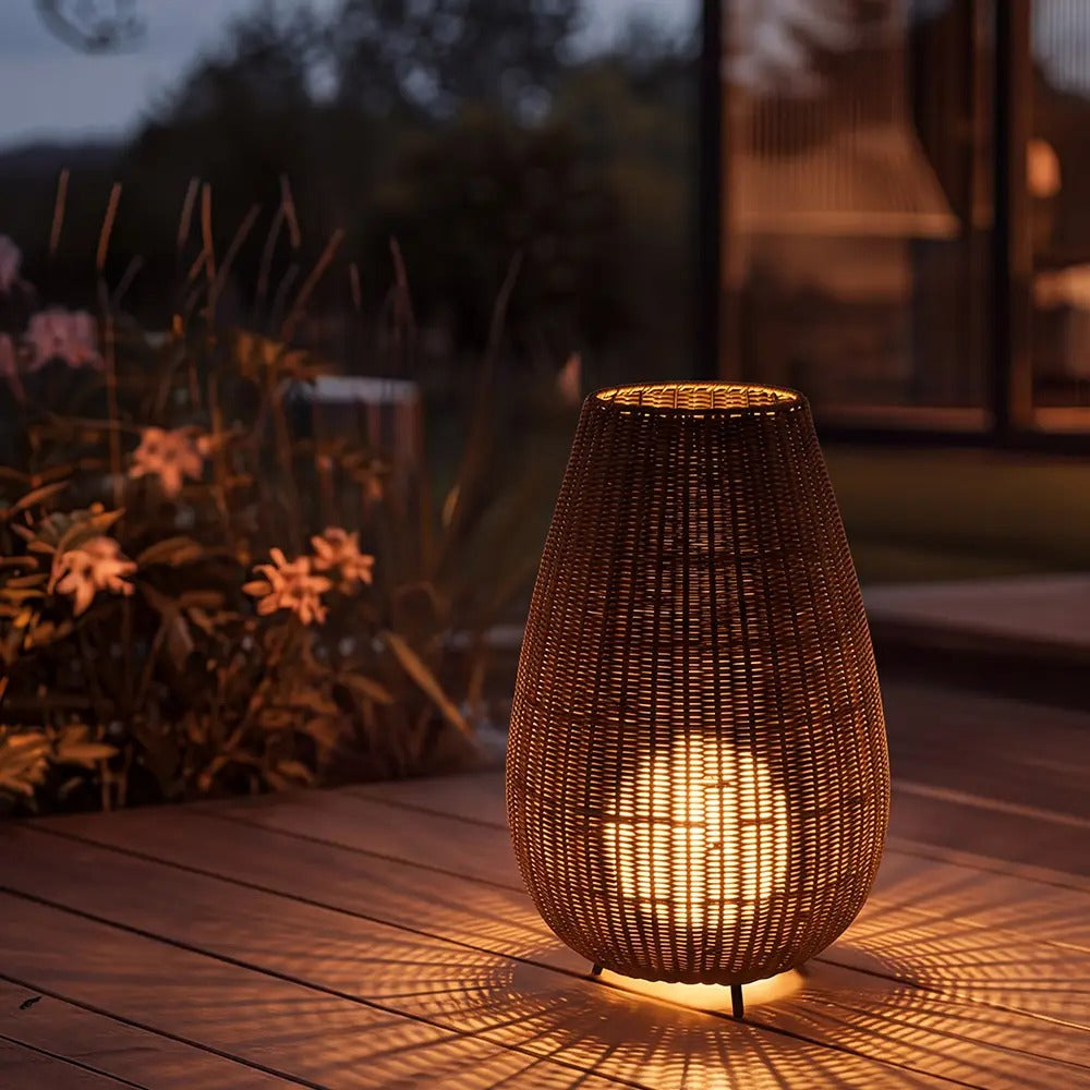 Outdoor Waterproof Rattan Lawn Floor Lamp Villa Courtyard Light