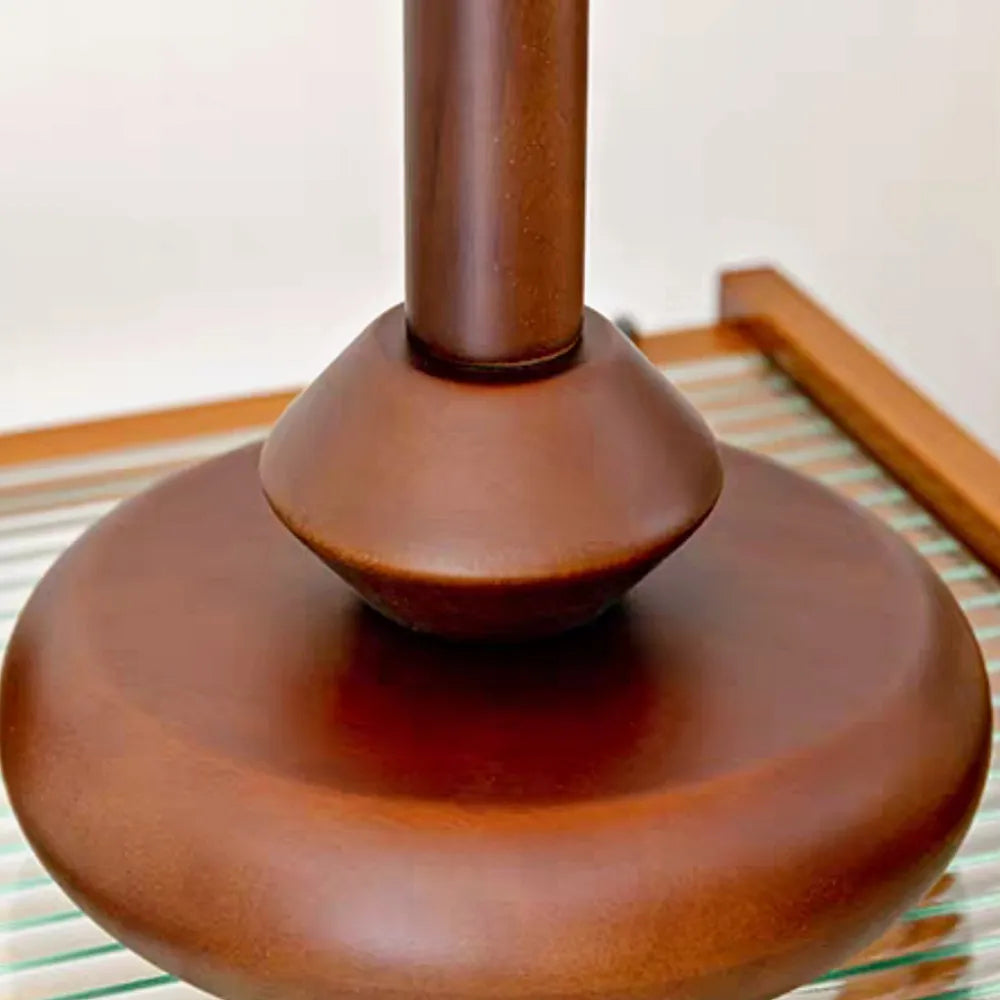 Vintage Glass & Solid Wood Sunset Table Lamp Ambient Bedside Light