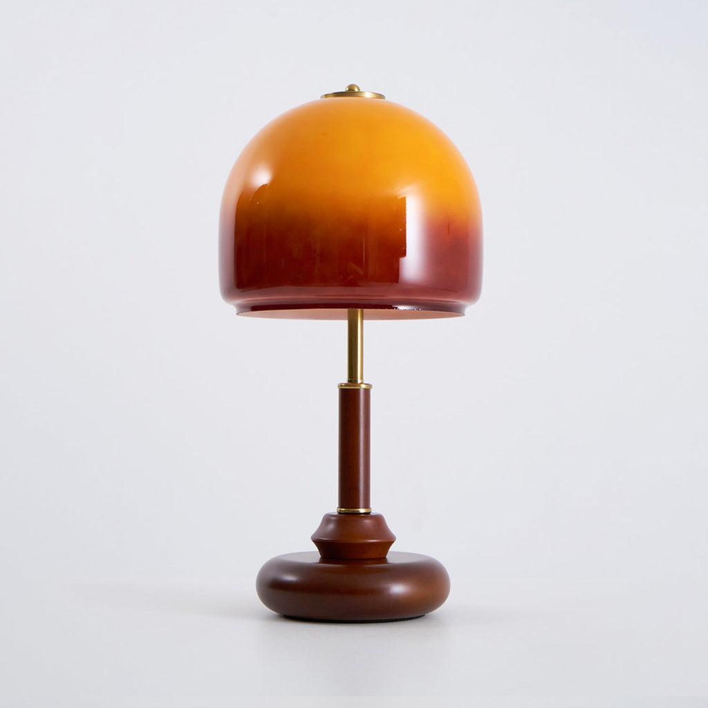 Vintage Glass & Solid Wood Sunset Table Lamp Ambient Bedside Light