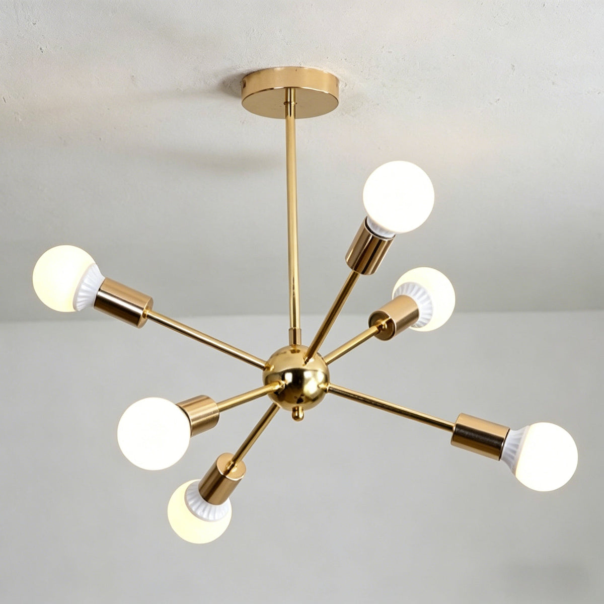 Modern Sputnik Chandelier Mid-Century Gold Starburst Pendant Light