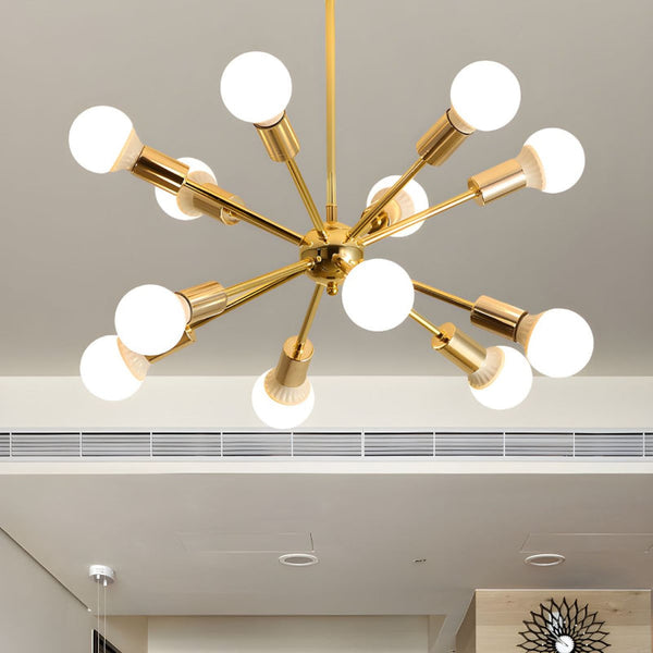 Modern Sputnik Chandelier Mid-Century Gold Starburst Pendant Light
