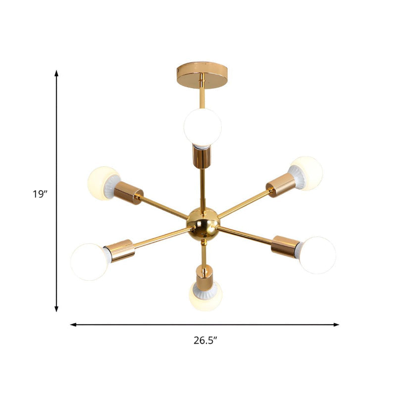 Modern Sputnik Chandelier Mid-Century Gold Starburst Pendant Light