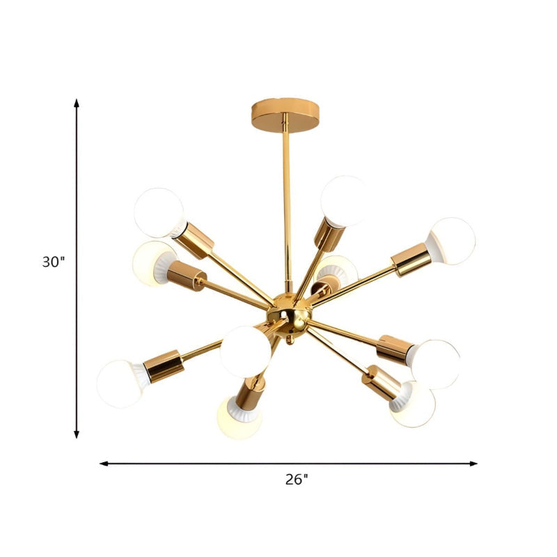 Modern Sputnik Chandelier Mid-Century Gold Starburst Pendant Light