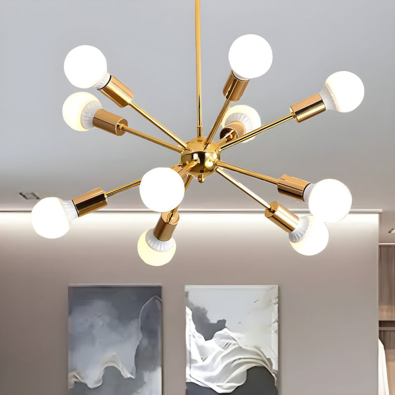 Modern Sputnik Chandelier Mid-Century Gold Starburst Pendant Light