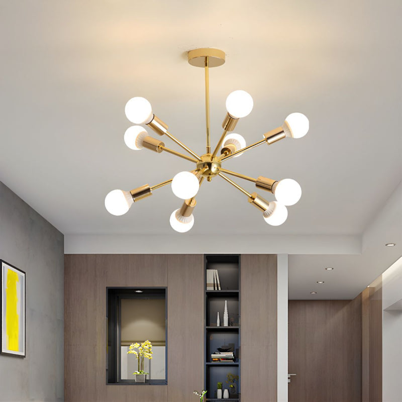 Modern Sputnik Chandelier Mid-Century Gold Starburst Pendant Light Secondary image