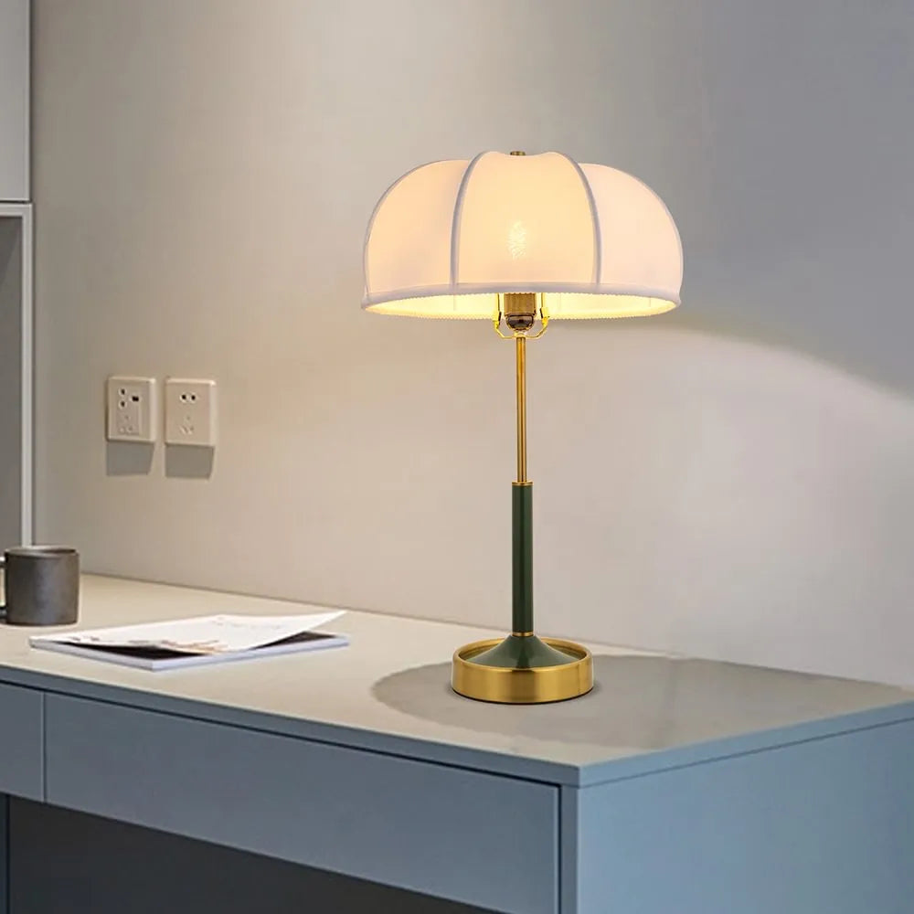 Mid-Century Modern Fabric Table Lamp Pleated Bedside Desk Light