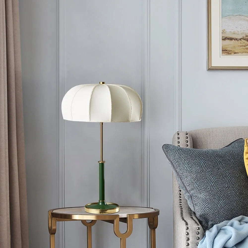 Mid-Century Modern Fabric Table Lamp Pleated Bedside Desk Light