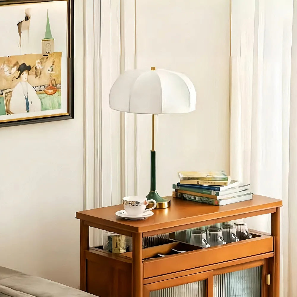 Mid-Century Modern Fabric Table Lamp Pleated Bedside Desk Light
