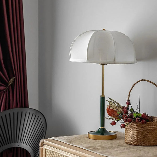 Mid-Century Modern Fabric Table Lamp Pleated Bedside Desk Light