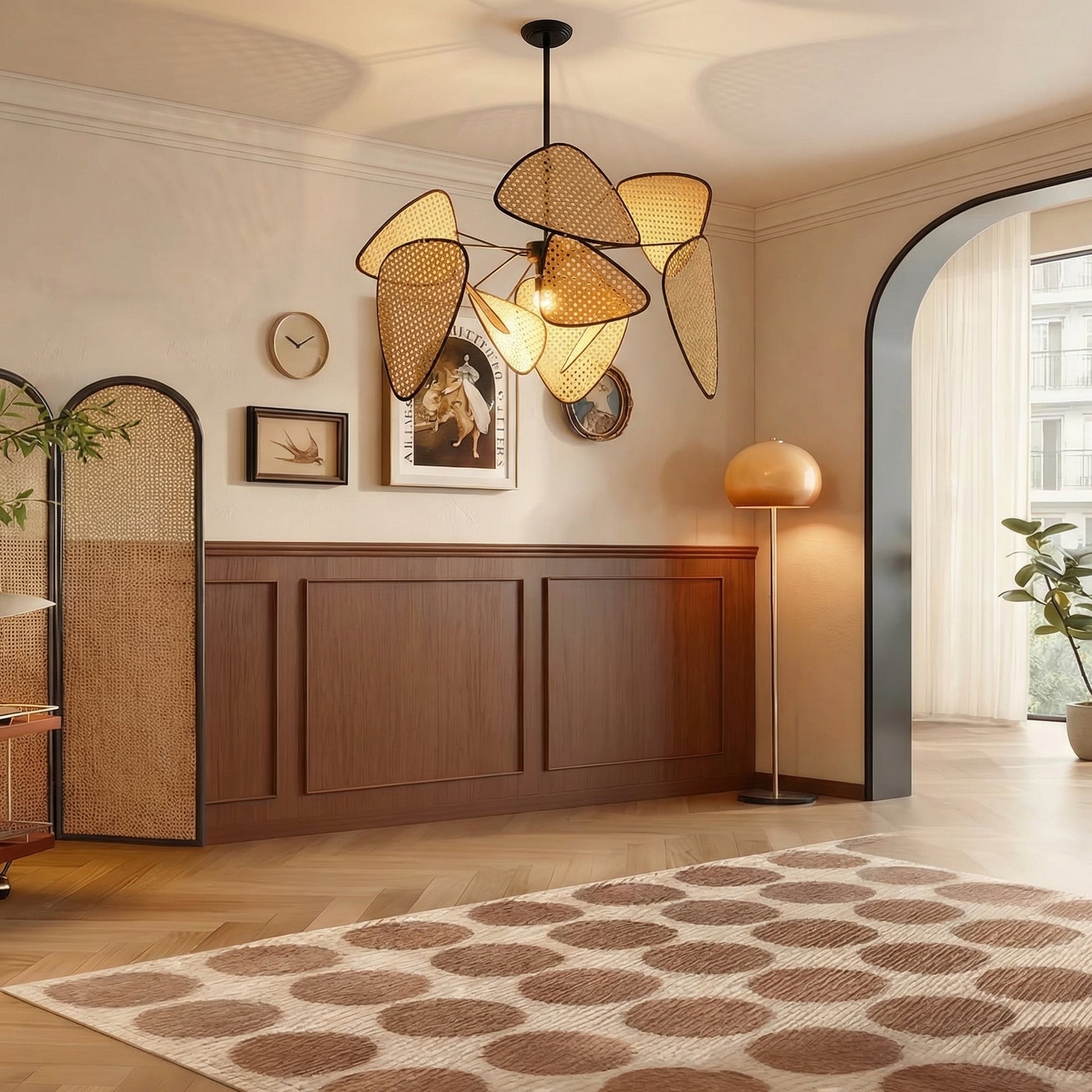 Modern Rattan Pendant Light Multi-Leaf Woven Chandelier Secondary image