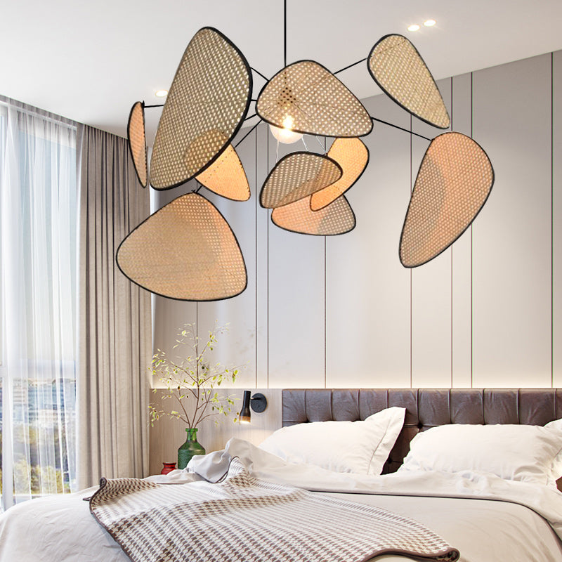 Modern Rattan Pendant Light Multi-Leaf Woven Chandelier