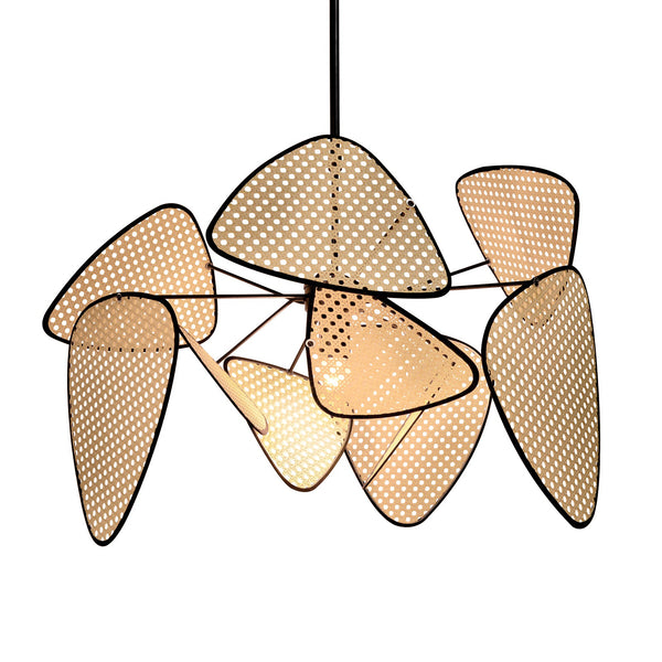 Modern Rattan Pendant Light Multi-Leaf Woven Chandelier