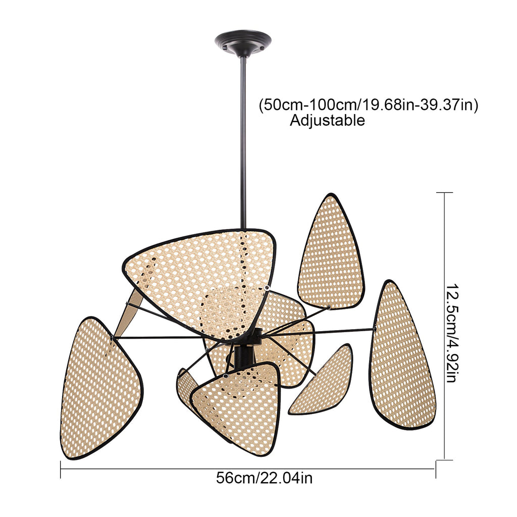 Modern Rattan Pendant Light Multi-Leaf Woven Chandelier