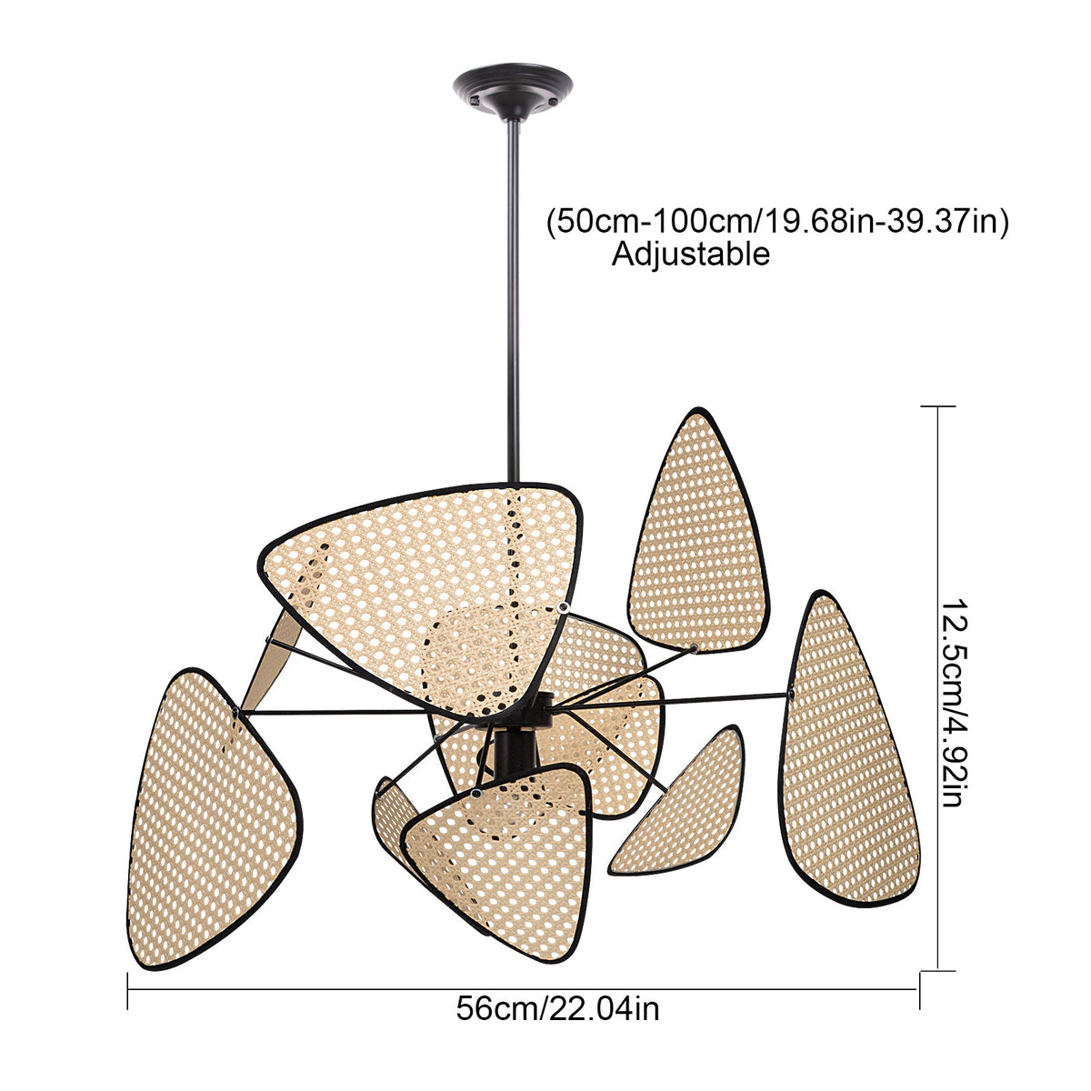 Modern Rattan Pendant Light Multi-Leaf Woven Chandelier