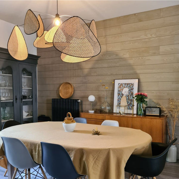 Modern Rattan Pendant Light Multi-Leaf Woven Chandelier