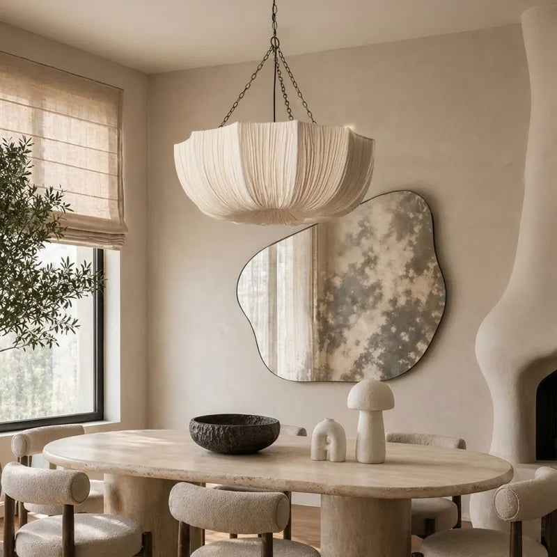 Modern Pleated Fabric Chandelier Japandi Organic Pendant Light Secondary image