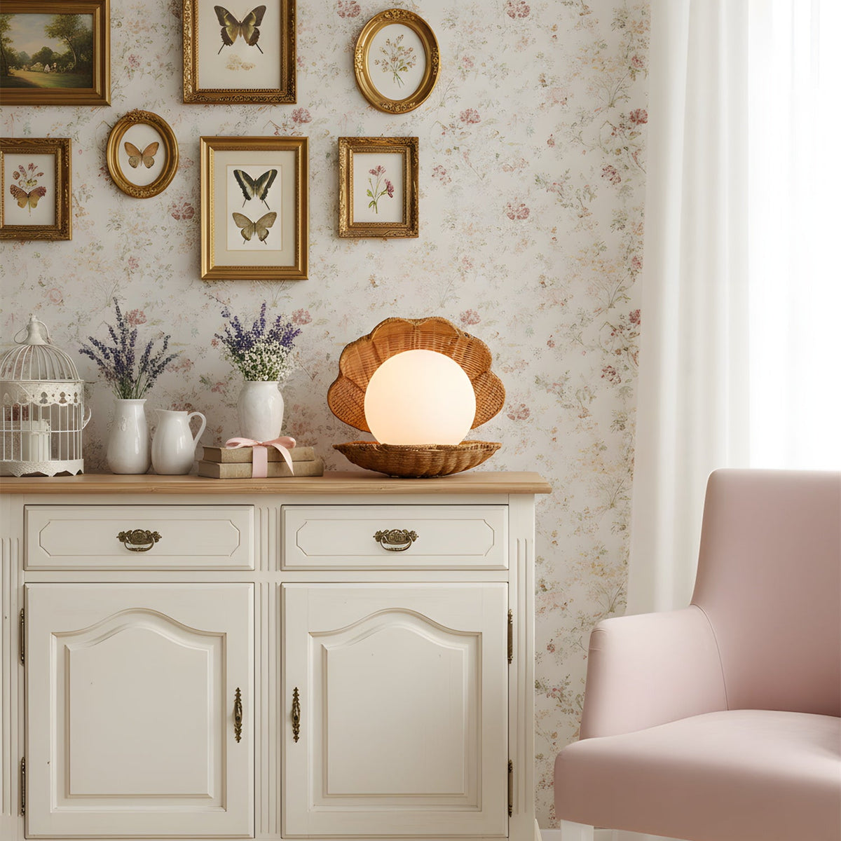 Iris Clam Shell Table Lamp Coastal Seashell Bedside Light