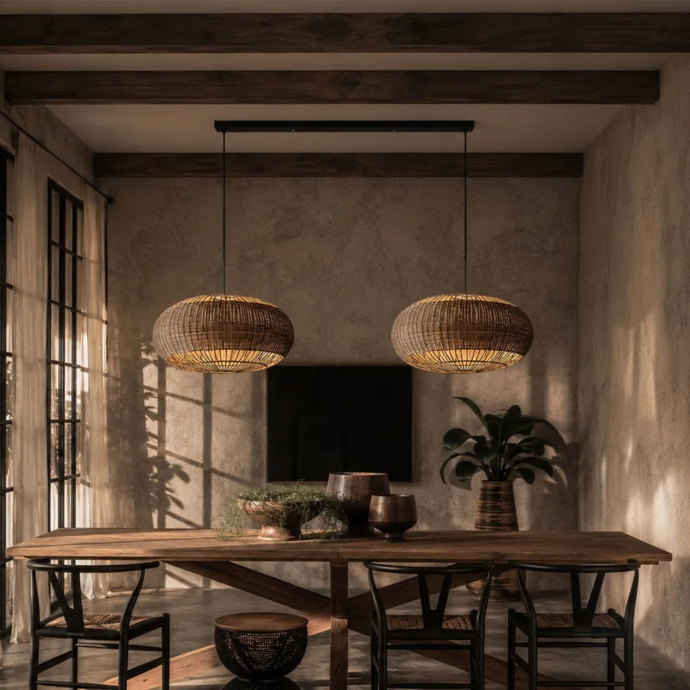 Commercial Rattan Pendant Light Wabi-Sabi Cafe & Restaurant Chandelier