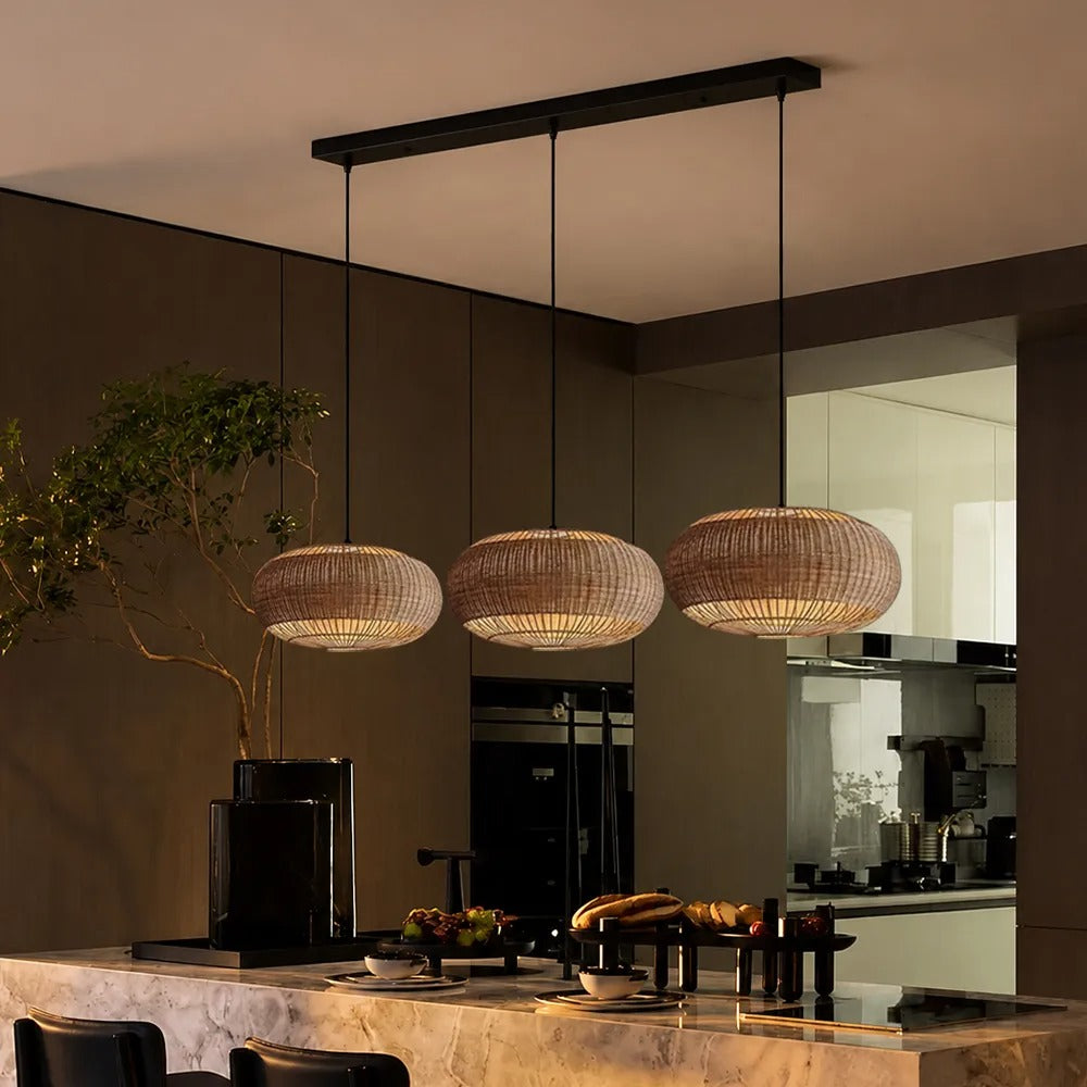 Commercial Rattan Pendant Light Wabi-Sabi Cafe & Restaurant Chandelier