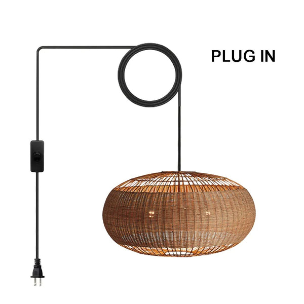 Commercial Rattan Pendant Light Wabi-Sabi Cafe & Restaurant Chandelier