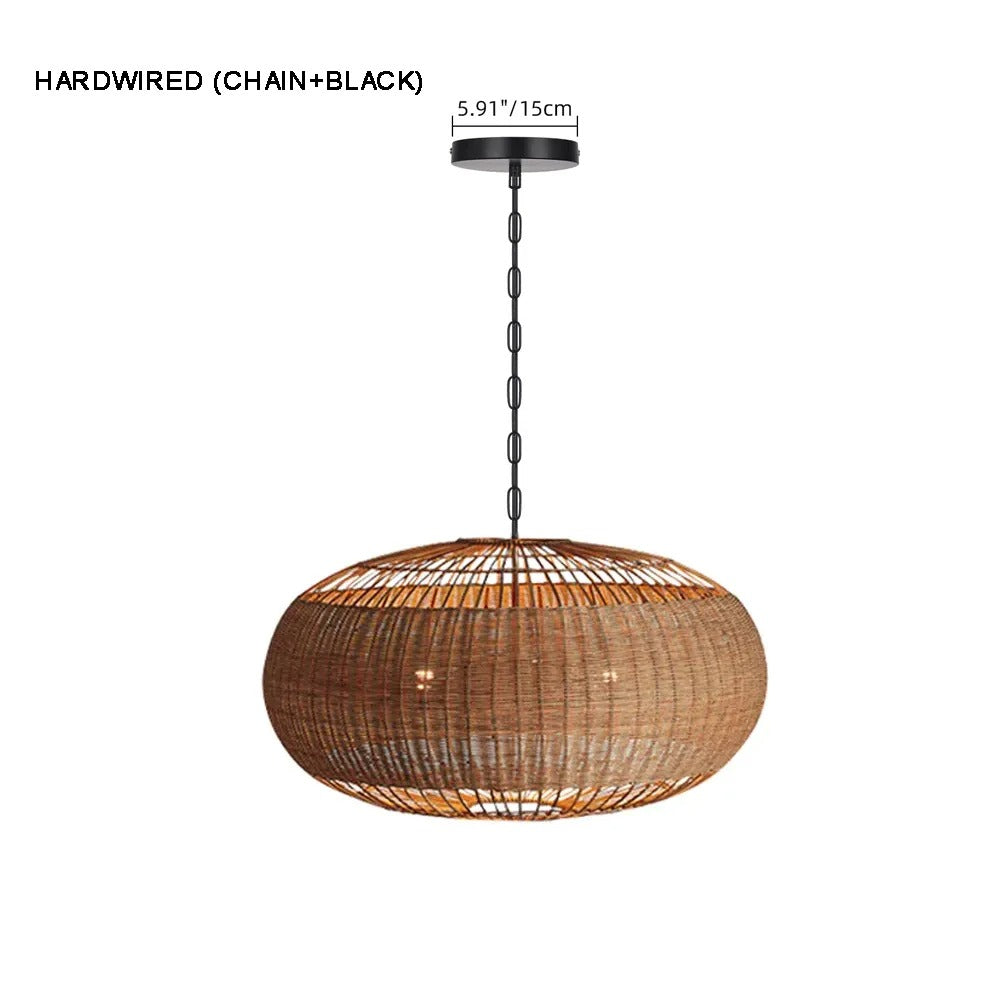 Commercial Rattan Pendant Light Wabi-Sabi Cafe & Restaurant Chandelier
