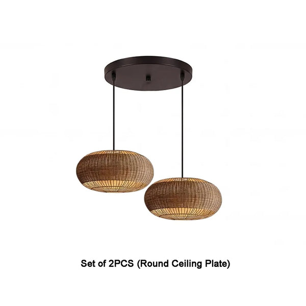 Commercial Rattan Pendant Light Wabi-Sabi Cafe & Restaurant Chandelier