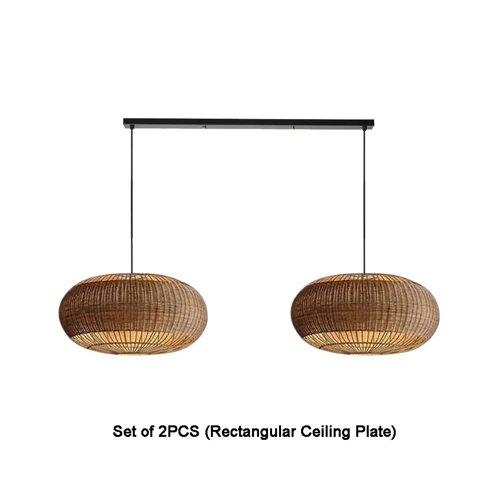 Commercial Rattan Pendant Light Wabi-Sabi Cafe & Restaurant Chandelier