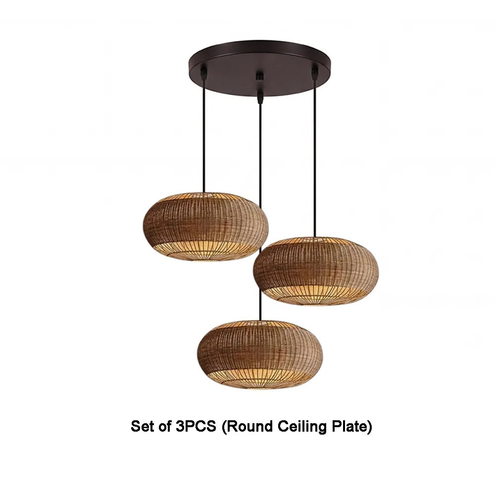 Commercial Rattan Pendant Light Wabi-Sabi Cafe & Restaurant Chandelier