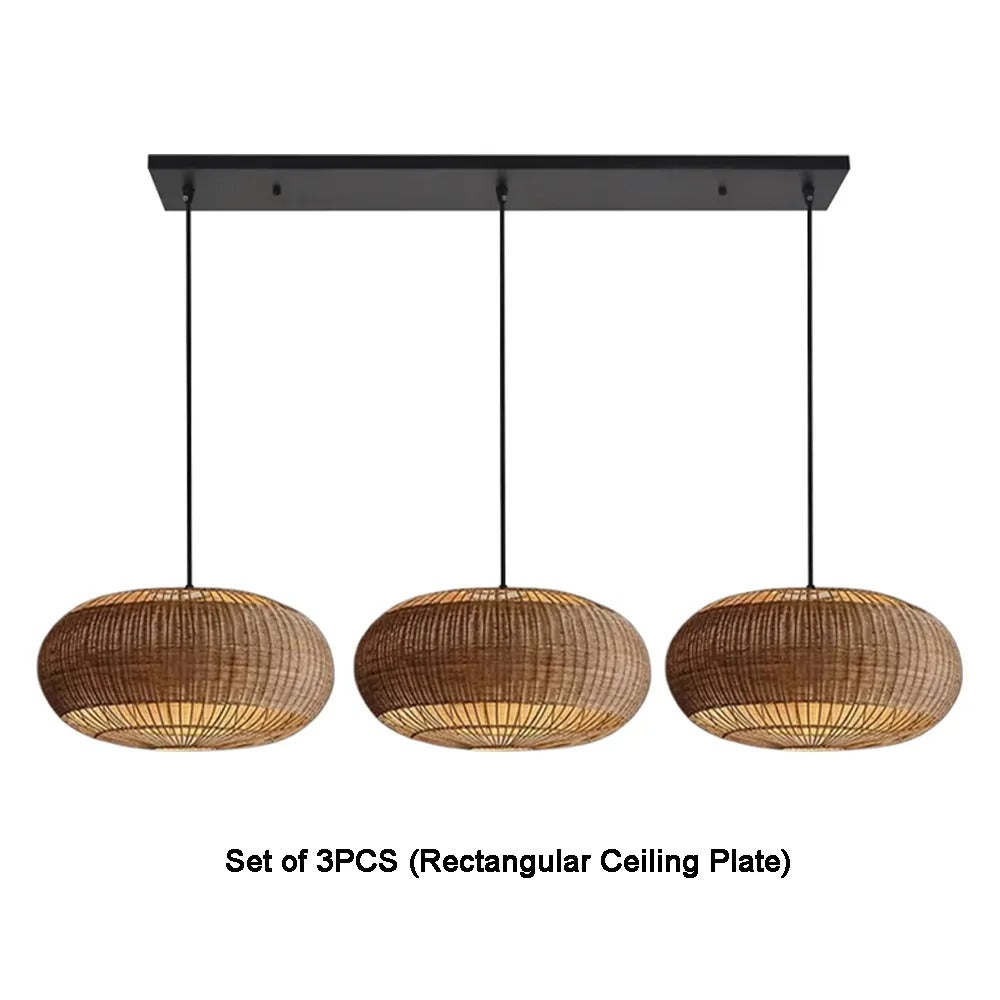 Commercial Rattan Pendant Light Wabi-Sabi Cafe & Restaurant Chandelier