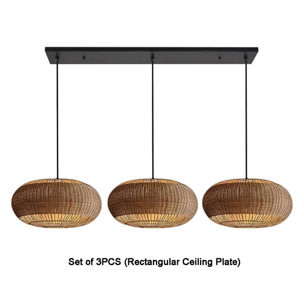 Commercial Rattan Pendant Light Wabi-Sabi Cafe & Restaurant Chandelier